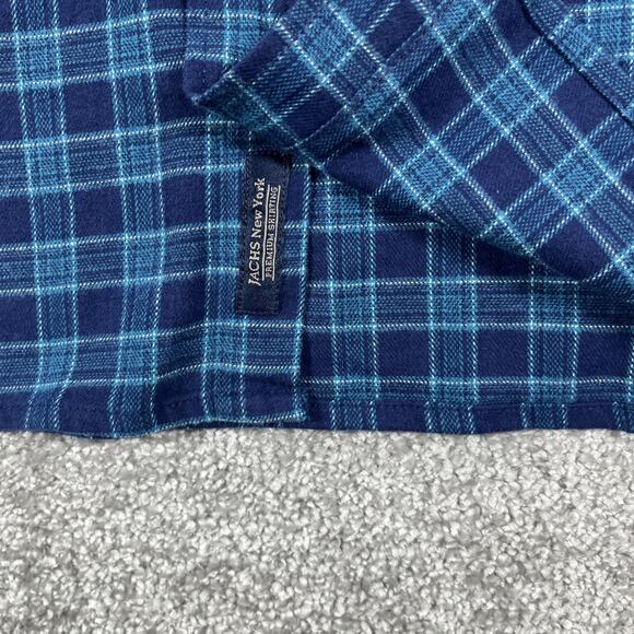 Jachs Flannel Shirt Mens Medium Button Down Plaid Soft Stretch Blue NWT - Picture 7 of 14